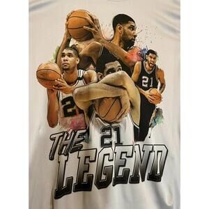 San Antonio Spurs T Shirt Tim Duncan 21 Size Xl Port Co 100 Polyester Rare